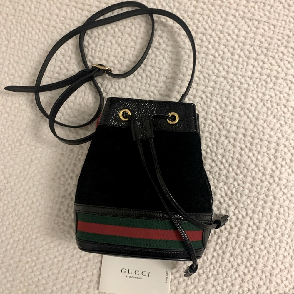 gucci black suede small bag, new